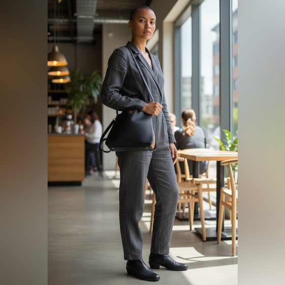 MCM Sarah Black Calfskin Leather & Cognac Visetos Hobo Shoulder Crossbody Bag - Picture 3 of 14